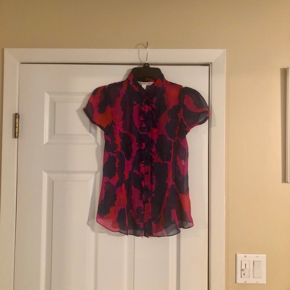 Timeless Diane VonFurstenberg Sheer Silk Top-sz 6